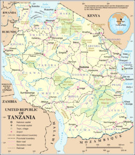 Kaart Tanzania